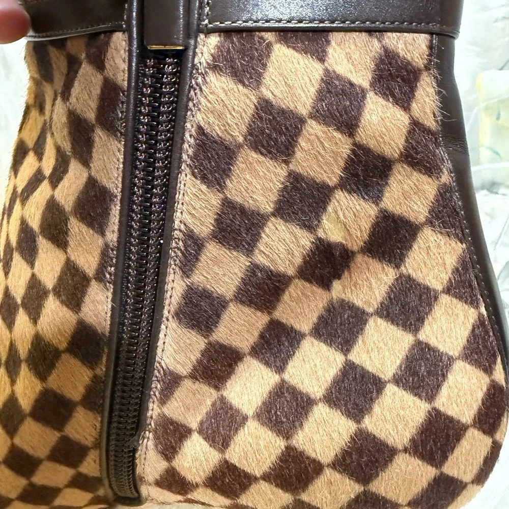 Louis Vuitton Black and Brown Checkered Heeled Boots - Picture 6 of 13
